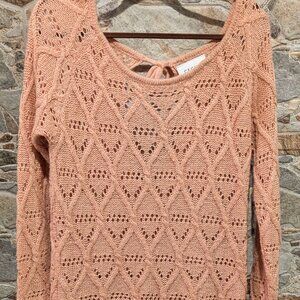 Cecilia Copenhagen (L) Peach/Pink long open knit sweater